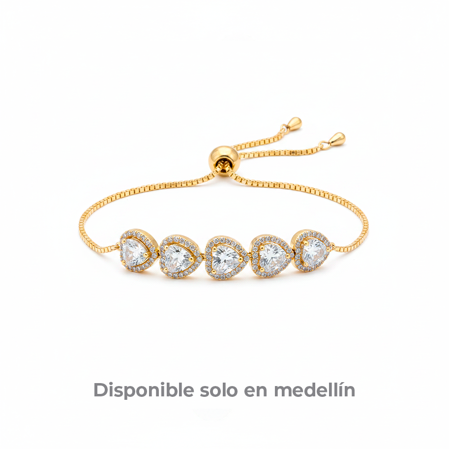 Pulsera Ajustable Corazon Dorado