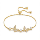 Pulsera Ajustable Mariposas Dorado Rodinado