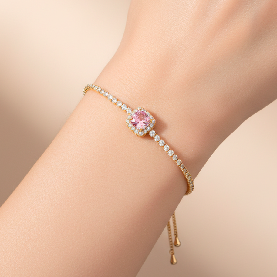Pulsera Ajustable Piedra Rosa
