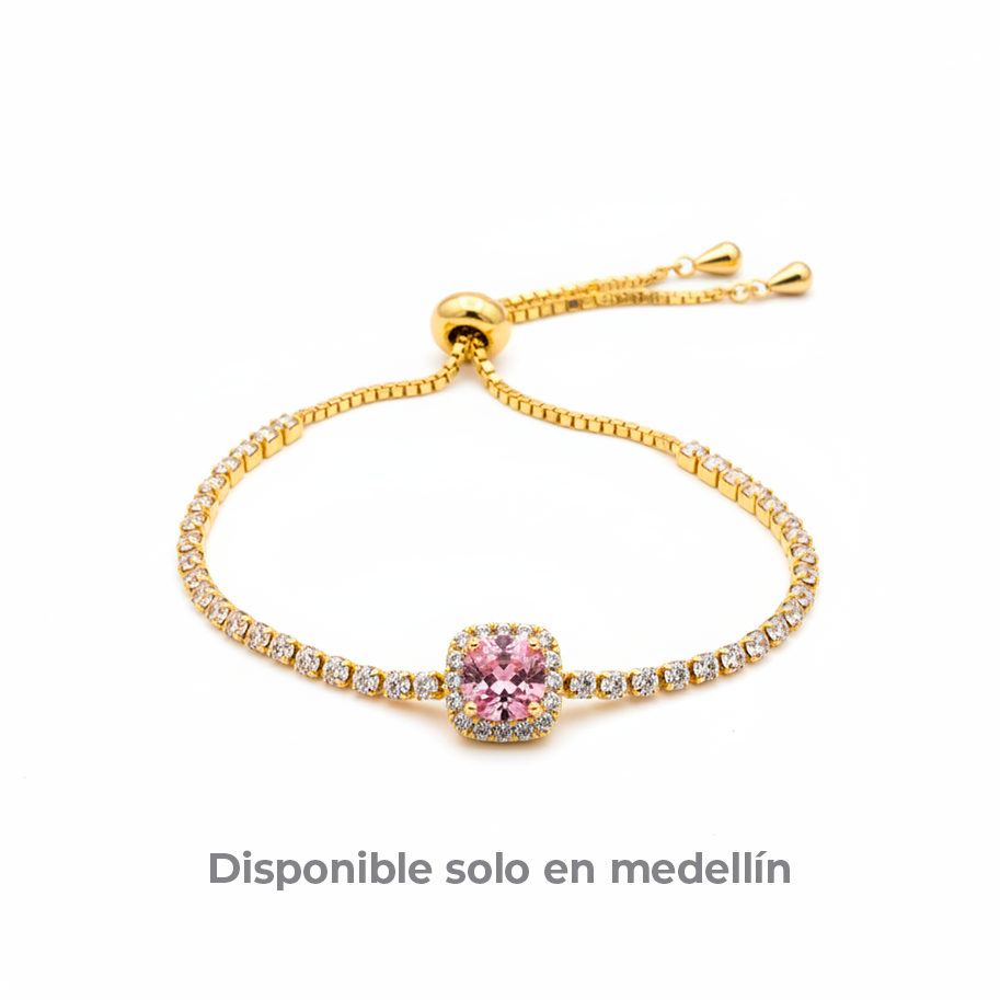 Pulsera Ajustable Piedra Rosa