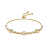 Pulsera Ajustable Tréboles Strass Dorado Rodinado