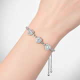 Pulsera Ajustable X3 Cora piedra blanca Plateado