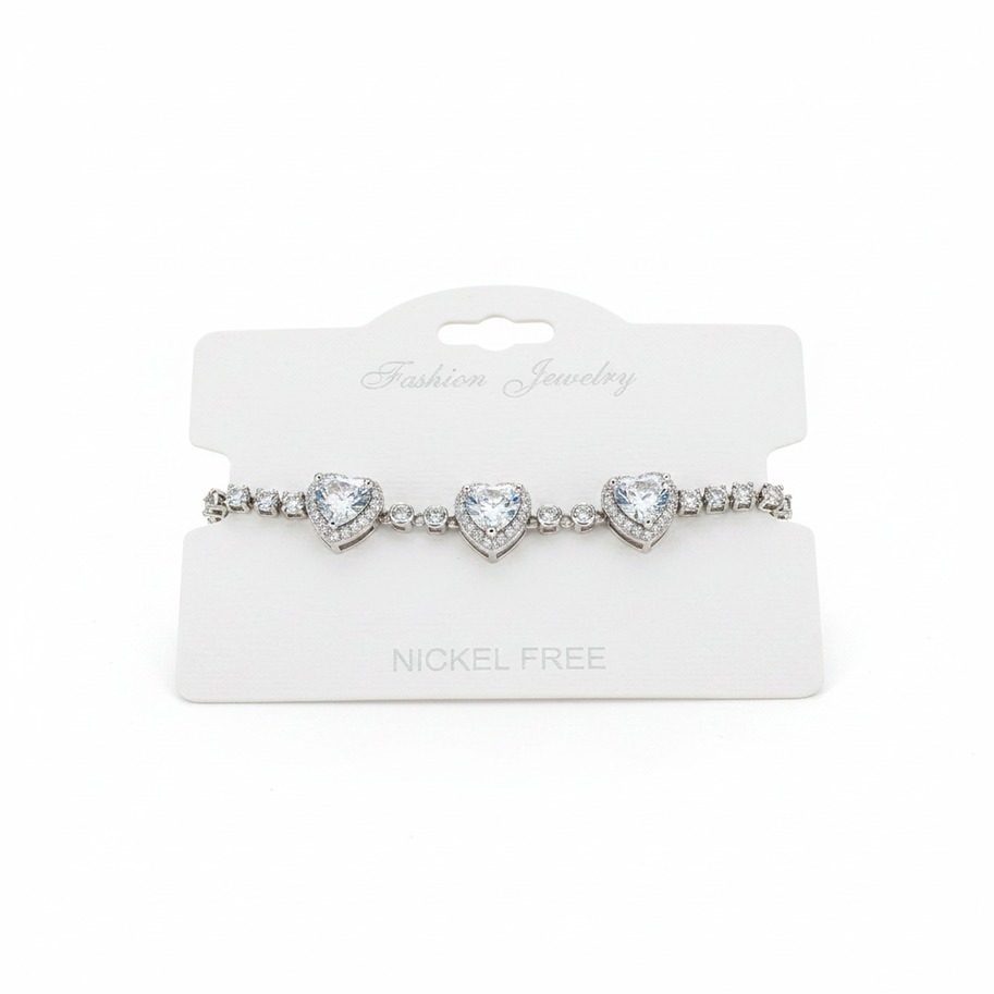 Pulsera Ajustable X3 Cora piedra blanca Plateado