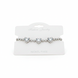 Pulsera Ajustable X3 Cora piedra blanca Plateado