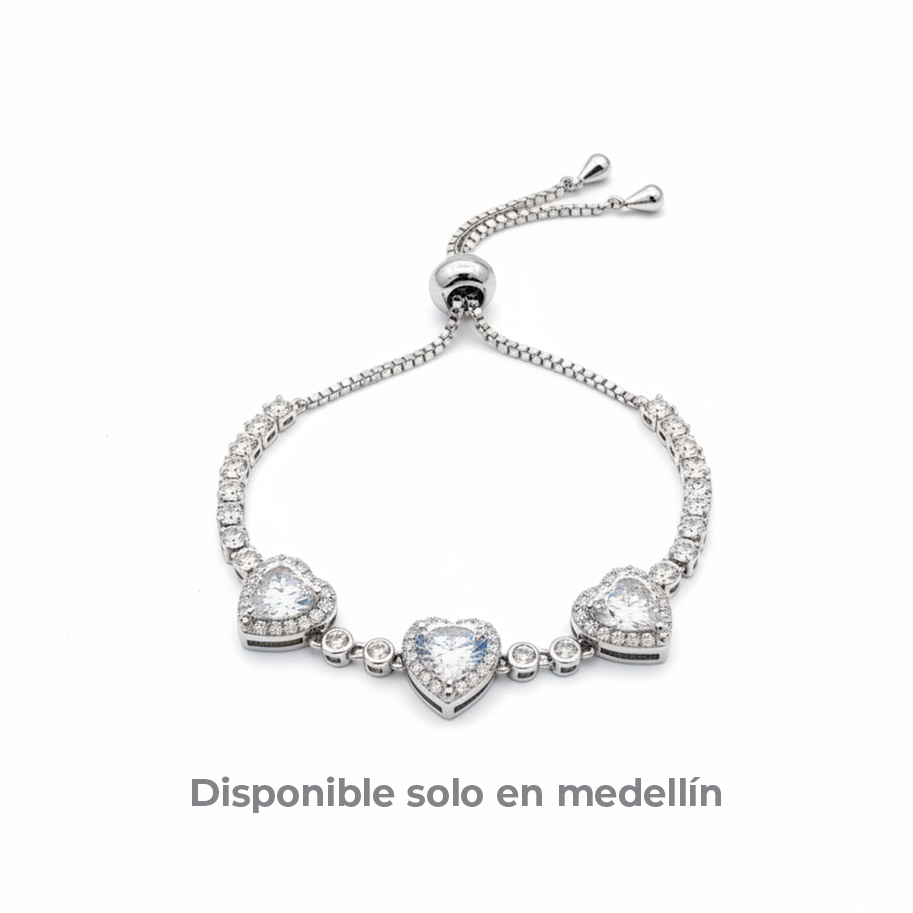 Pulsera Ajustable X3 Cora piedra blanca Plateado