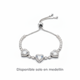 Pulsera Ajustable X3 Cora piedra blanca Plateado