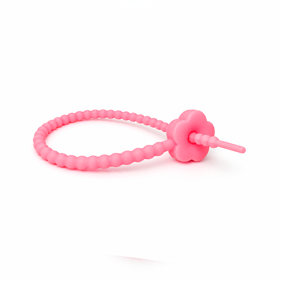 Pulsera Cordón Neopreno Flor Rosado