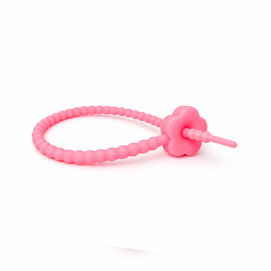 Pulsera Cordón Neopreno Flor Rosado