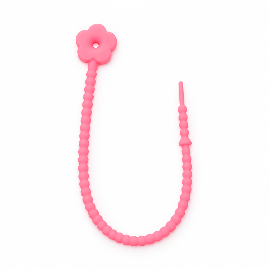 Pulsera Cordón Neopreno Flor Rosado