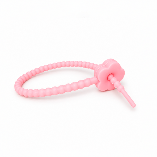 Pulsera Cordón Neopreno Flor Rosado Claro