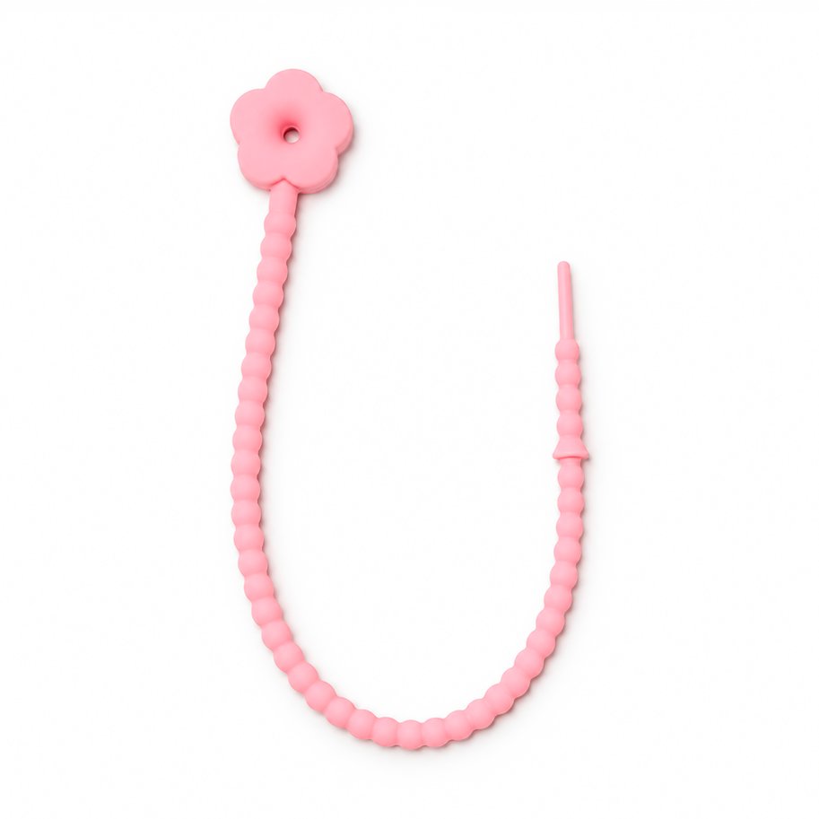 Pulsera Cordón Neopreno Flor Rosado Claro