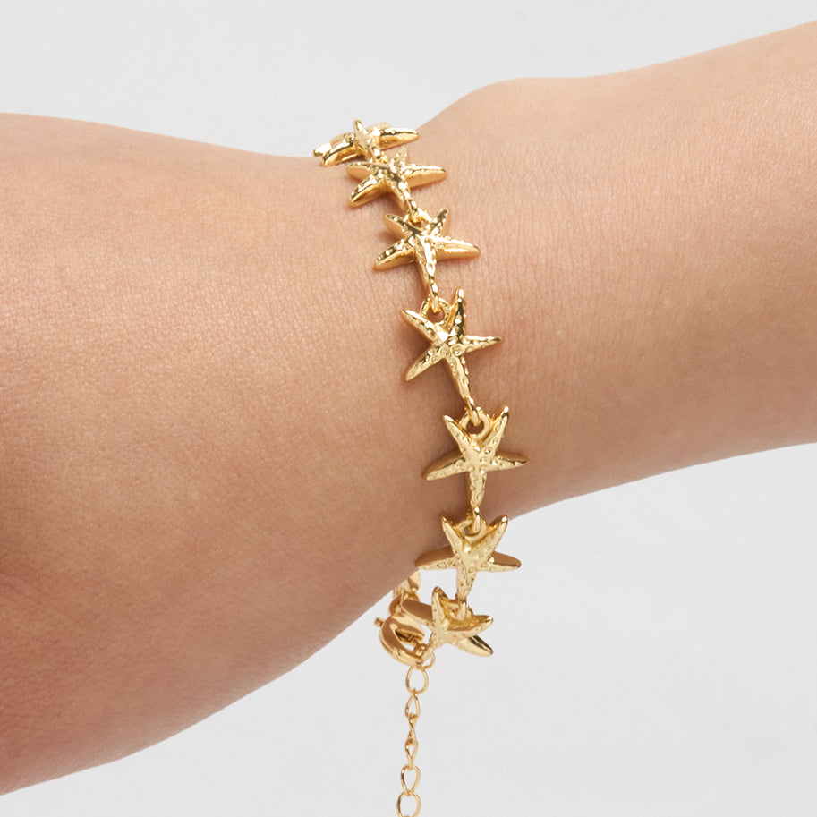 Pulsera Estrella de Mar Dorado Rodinado