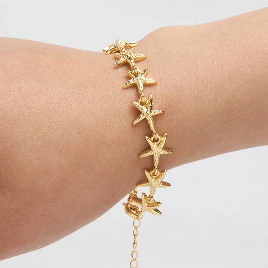 Pulsera Estrella de Mar Dorado Rodinado