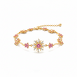 Pulsera Sol Princesa Piedra Rosada Dorado Rodinado