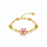 Pulsera Terminada Flor Piedra Rosada