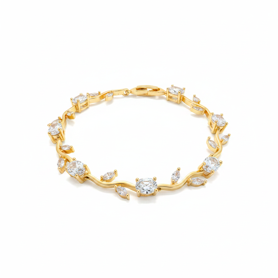 Pulsera Terminada Tulipanes Piedra Blanca
