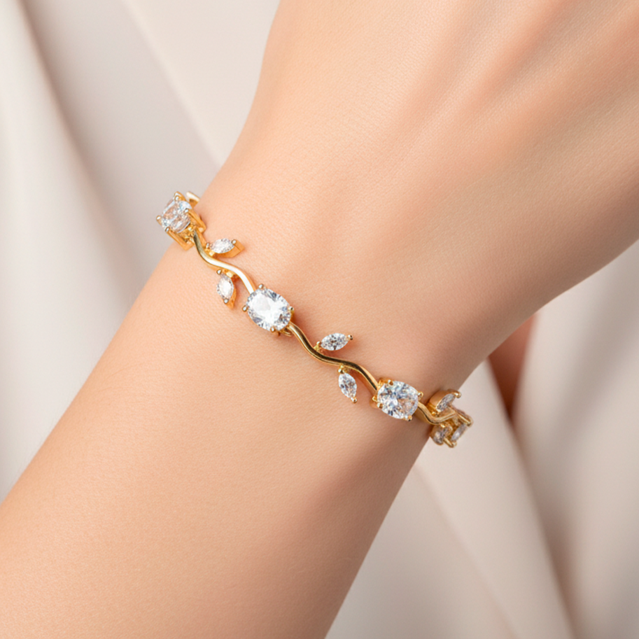 Pulsera Terminada Tulipanes Piedra Blanca