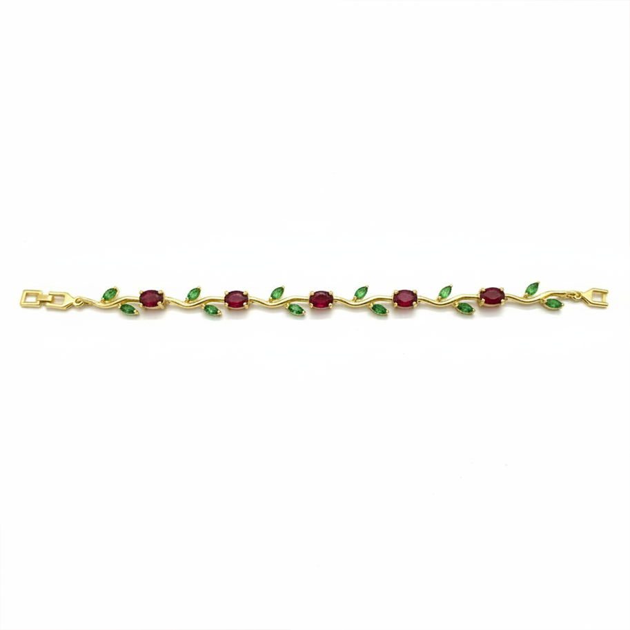 Pulsera Terminada Tulipanes Piedra Roja