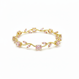 Pulsera Terminada Tulipanes Piedra Rosada