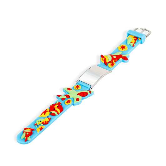 Pulsera Identificación Aviones De Acero Para Niño