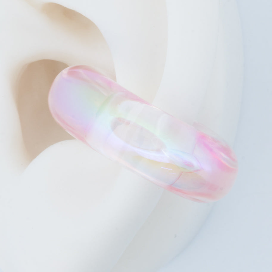 Ear Cuff rosado trasparente 2.5 Cm Linea Economica 88