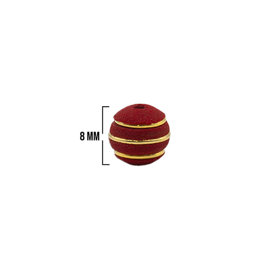 Bola Neopreno 3 Argollas Delgadas Doradas 8mm / Rojo