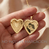 Relicario De Acero Corazón Tallado Dorado