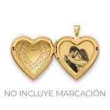 Relicario De Acero Corazón Tallado Dorado