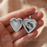 Relicario De Acero Corazón Tallado Plateado