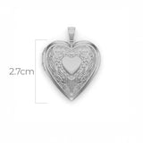 Relicario De Acero Corazón Tallado Plateado