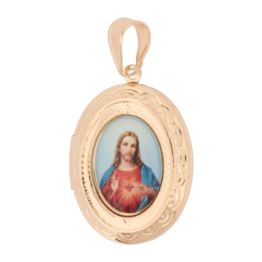 Relicario De Protección Sagrado Corazón Dorado Rodinado