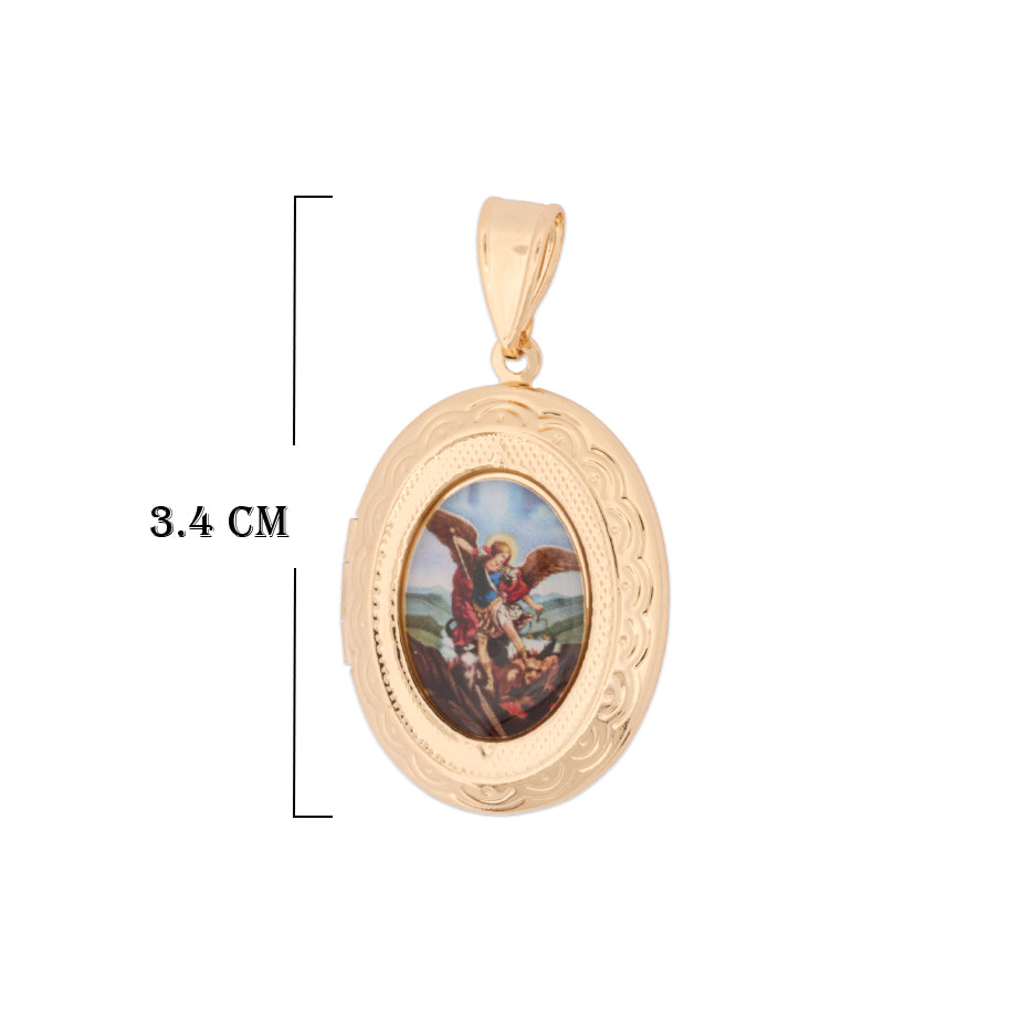 Relicario De Protección San Miguel Arcangel Dorado Rodinado