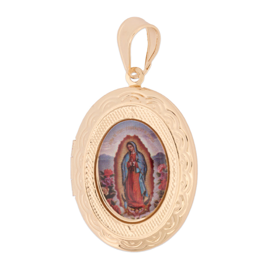 Relicario De Protección Virgen Guadalupe Dorado Rodinado