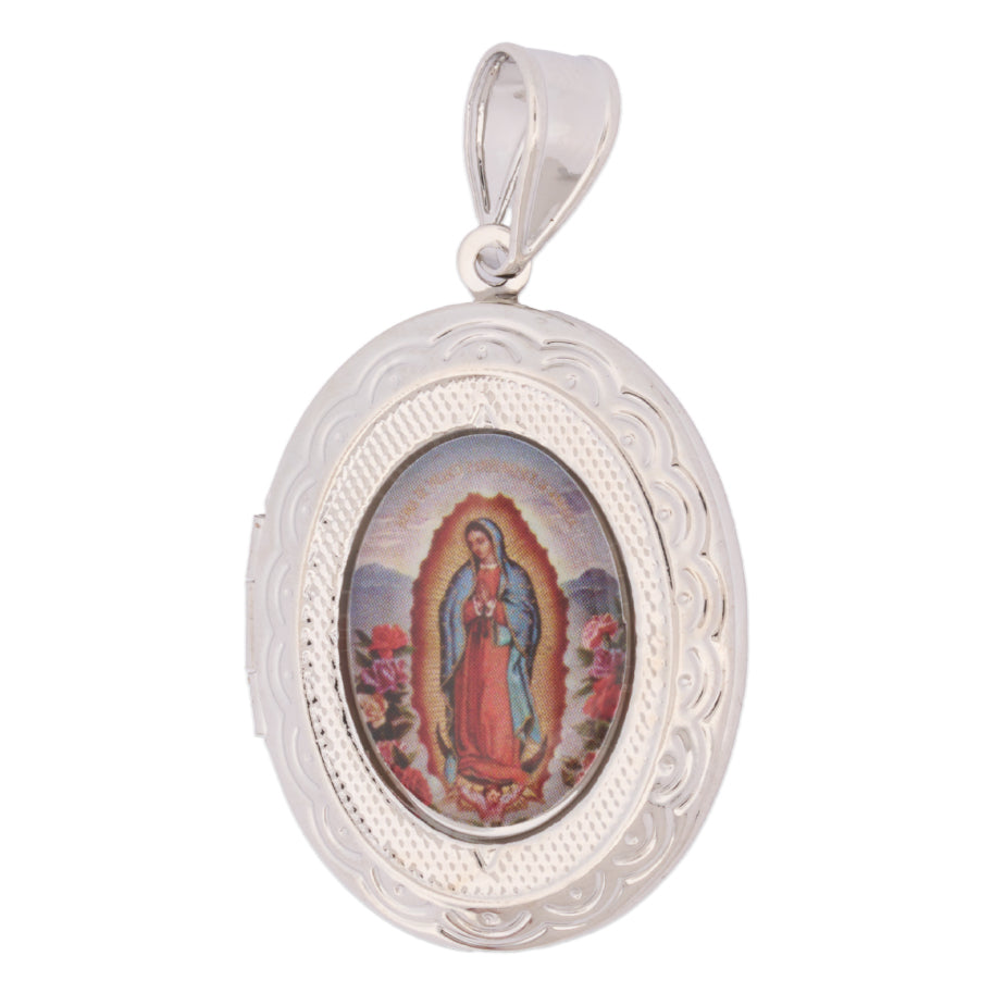 Relicario De Protección Virgen Guadalupe Plateado Rodinado