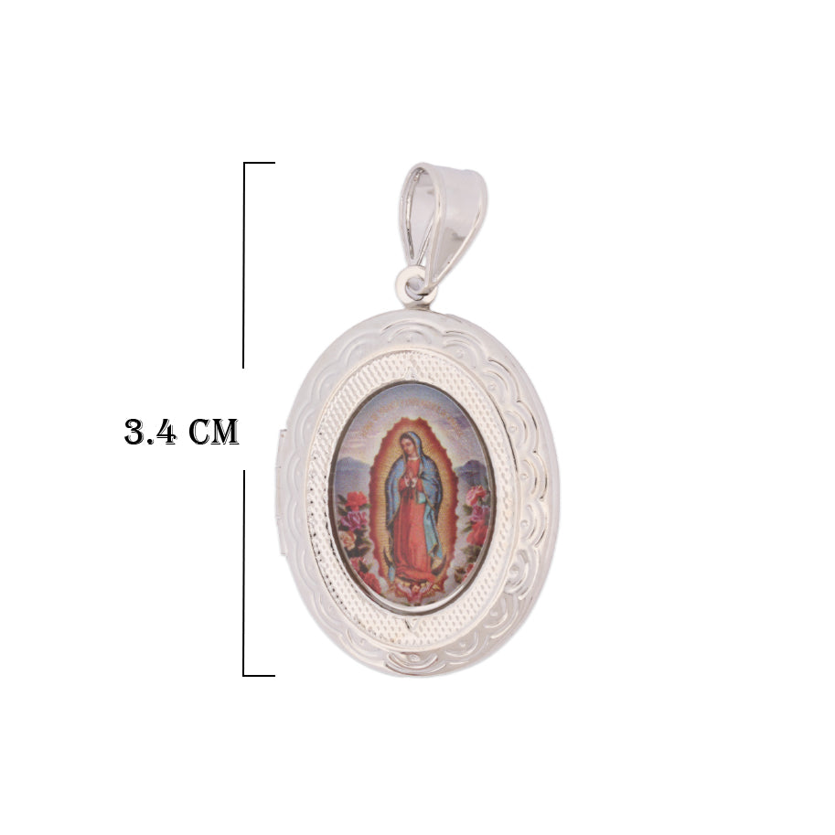 Relicario De Protección Virgen Guadalupe Plateado Rodinado
