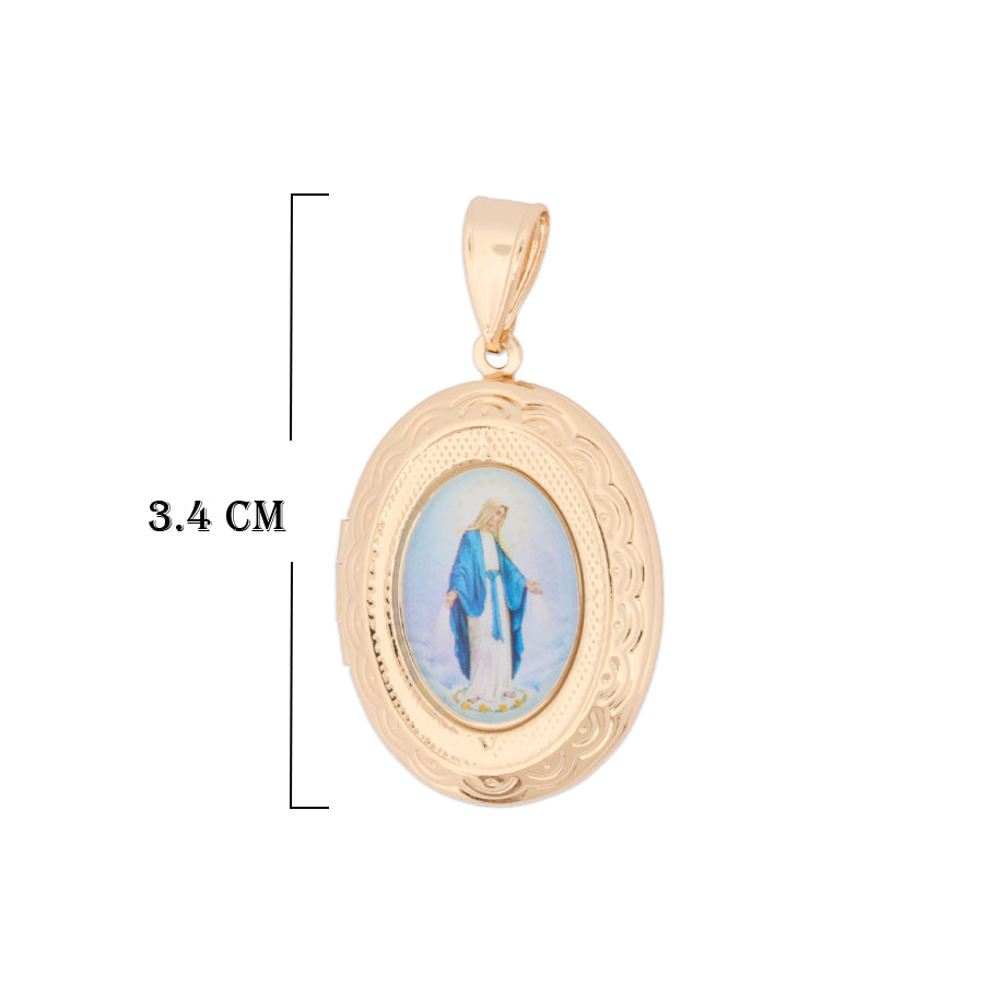 Relicario De Protección Virgen Milagrosa Dorado Rodinado