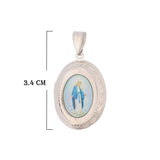 Relicario De Protección Virgen Milagrosa Plateado Rodinado