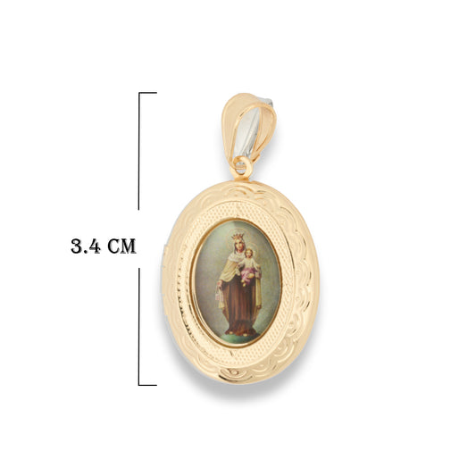 Relicario De Protección Virgen Del Carmen Dorado Rodinado
