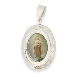 Relicario De Protección Virgen Del Carmen Plateado Rodinado