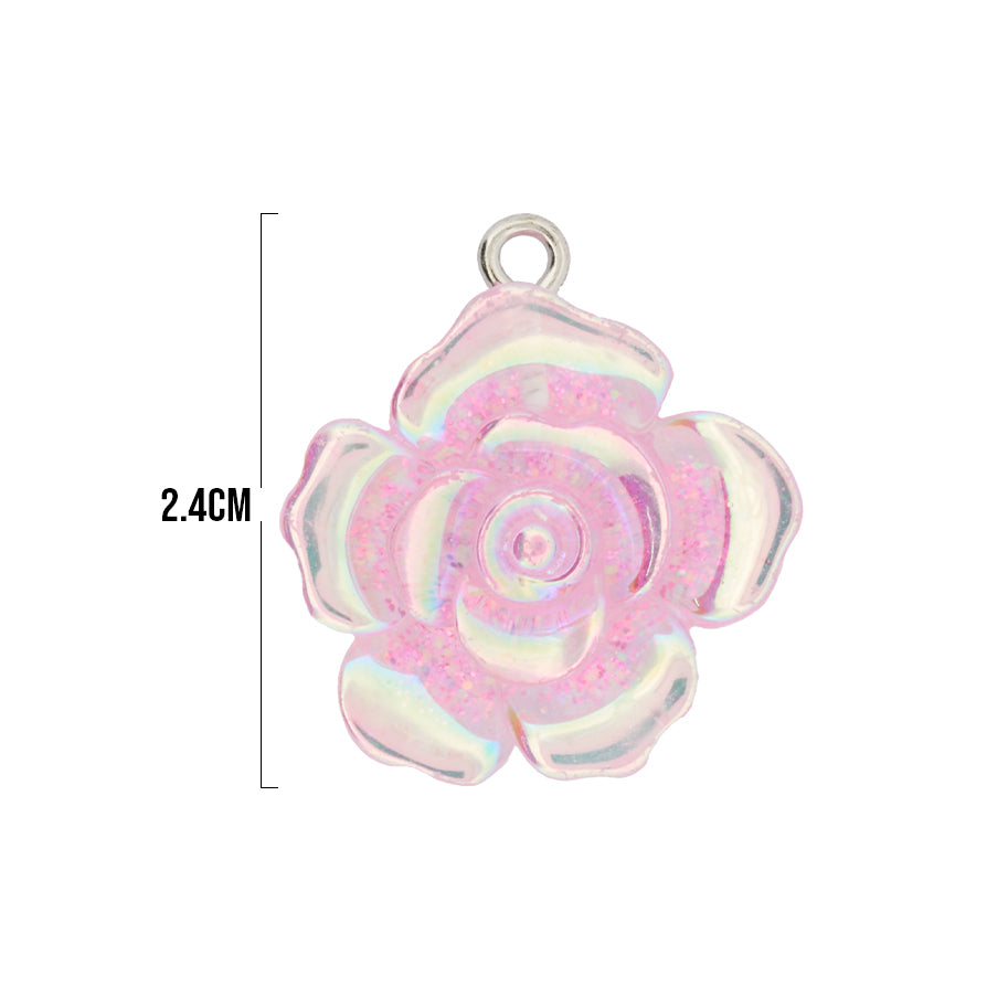 Dije Rosa Rosada AB Acrílico