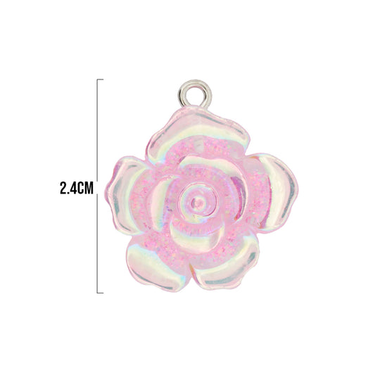 Dije Rosa Rosada AB Acrílico