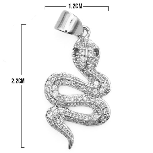 Dije Serpiente Collar Plateado Rodinado