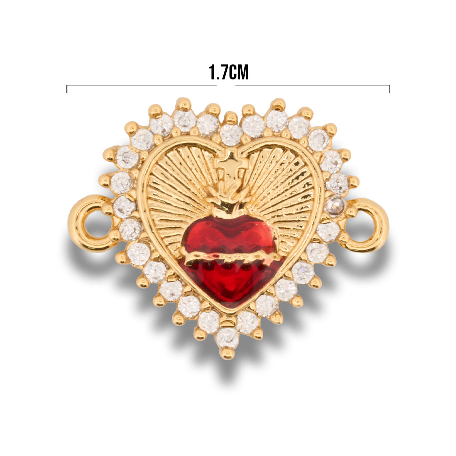 Dije Sagrado corazon doble Pulsera Dorado Rodinado