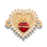 Dije Sagrado corazon doble Pulsera Dorado Rodinado