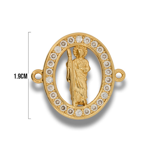 Dije San Benito Ovalo Circones Pulsera Dorado Rodinado