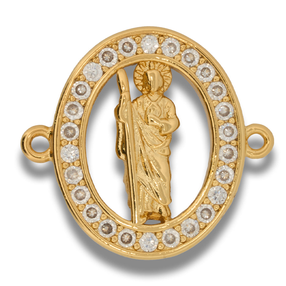 Dije San Benito Ovalo Circones Pulsera Dorado Rodinado
