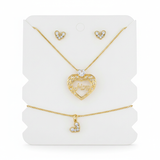 Set Mamá Corazón Cristal Blanco Rodinado