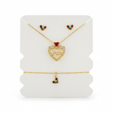 Set Mamá Corazón Cristal Rojo Rodinado