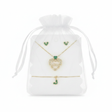 Set Mamá Corazón Cristal Verde Rodinado