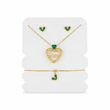 Set Mamá Corazón Cristal Verde Rodinado
